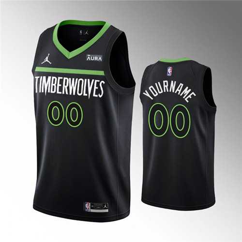 Men%27s Minnesota Timberwolves Active Player Custom Black Statement Edition Stitched Jersey->customized nba jersey->Custom Jersey